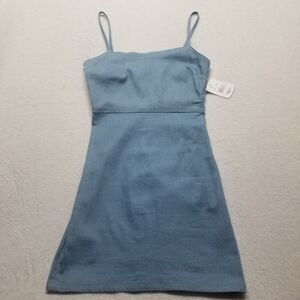 Midnight Doll Small Dress Denim Mini Sheath Stretch Sundress Preppy Classic NEW